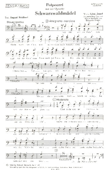Schwarzwaldmädel-Potpourri für gem Chor