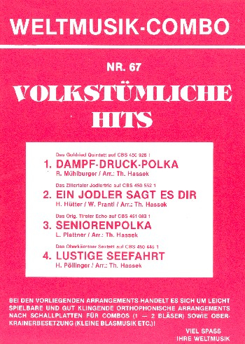 Volkstümliche Hits Band 67: für Combo (Oberkrainer Besetzung)