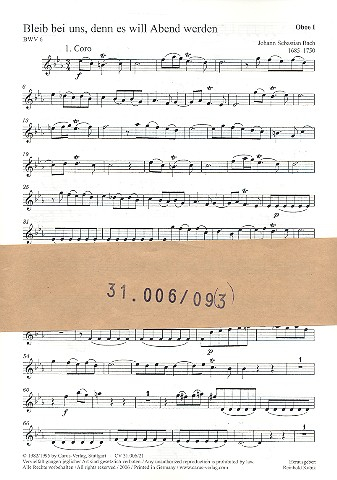 Bleib bei uns denn es will Abend werden Kantate Nr.6 BWV6