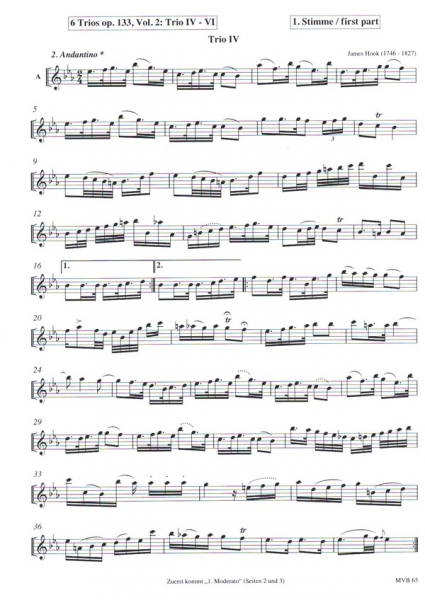 6 Trios op.133 Band 2 (Nr.4-6) für 3 Blockflöten (ATB, Trio Nr.4 ABB)