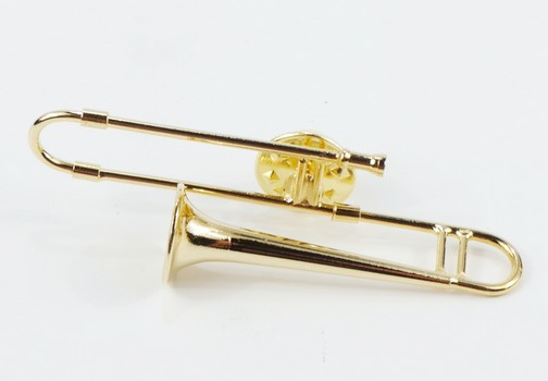 Miniatur Pin Posaune 5,5 cm vergoldet