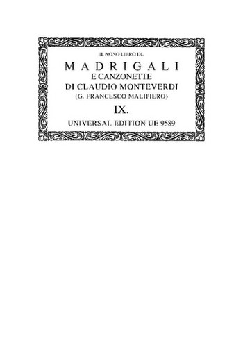 Madrigali e canzonette libro nono per 2 e 3 voci (e bc)