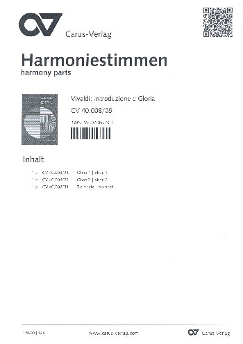 Introduzione e Gloria D-DurRV588 für Soli, Chor und Orchester