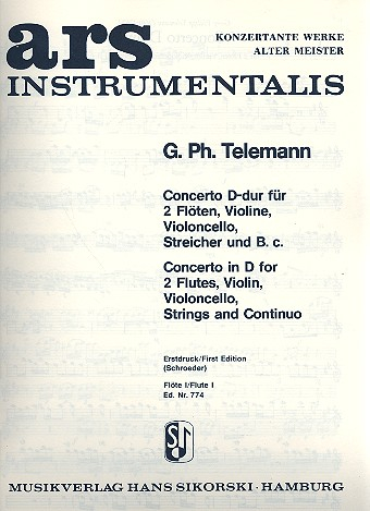 Concerto D-Dur für 2 Flöten, Violine, Violoncello und Streicher