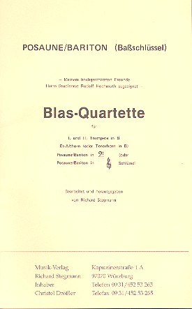 Blas-Quartette für 4 Blechbläser Posaune (Bariton) im Bassschlüssel