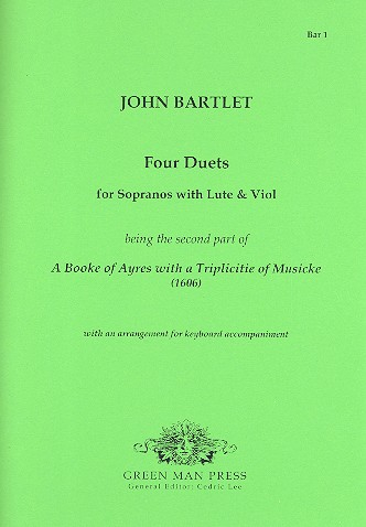 4 Duets with Lute and Viol for 2 sopranos, viol, lute and keyboard accompaniment