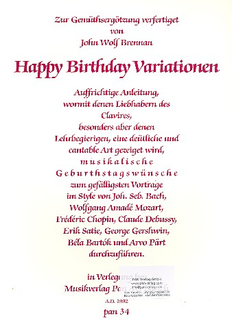 Happy Birthday-Variationen op.95 für Klavier