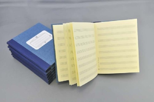 Notenbuch Oktav-Format quer 8 Systeme 96 Seiten 27x17 cm Fadenheftung, Leinen