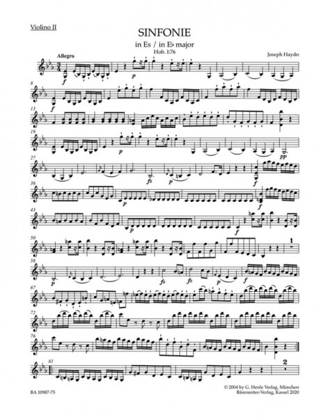 Sinfonie Es-Dur Hob.I:76 für Orchester