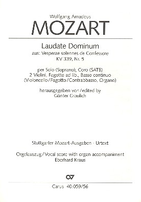 Laudate Dominum aus 'Vesperae solennes de confessore' KV339 für Soli, gem Chor und Orchester