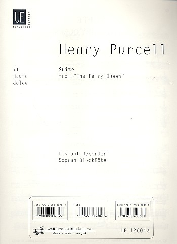 Suite The fairy Queen für Blockflötenquartett (und Cembalo)