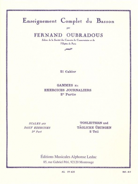 Gammes et exercises journaliers vol.2 pour basson