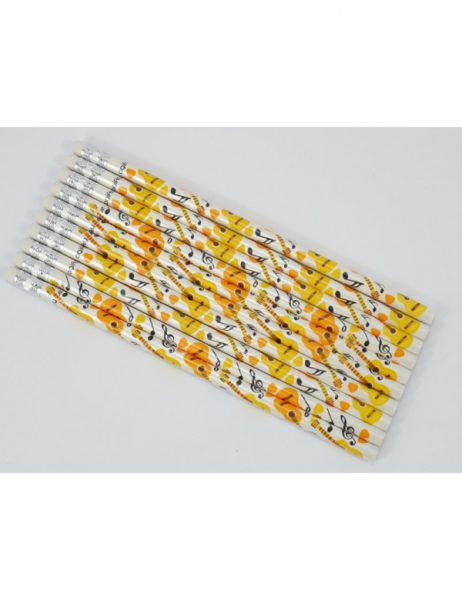 Bleistift mit Radiergummi Gitarre 4C weiß