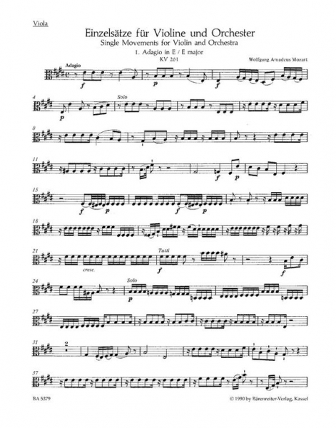 EINZELSAETZE KV261,269,373 FUER VIOLINE UND ORCHESTER