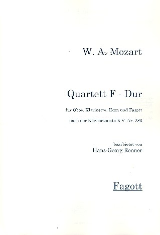 Quartett F-Dur nach KV283 für Oboe, Klarinette, Horn und Fagott