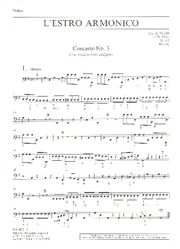 L&#039;Estro Armonico op.3,3 RV310 für Violine, Streicher und Bc