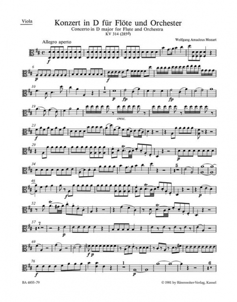 Konzert D-Dur KV314 für Flöte und Orchester