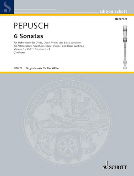 6 Sonaten Band 1 (Nr.1-3) für Altblockflöte (Oboe/Flöte/Violine) und Bc