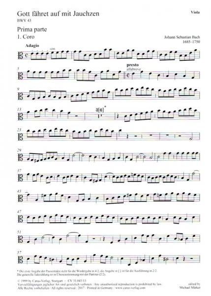 Gott fähret auf mit Jauchzen Kantate Nr.43 BWV43