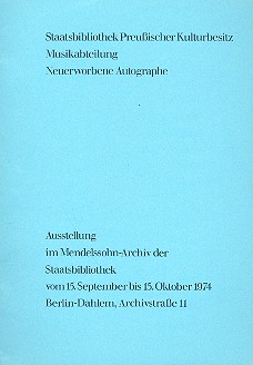 Neuerworbene Autographe in der Musikabteilung der Staatsbibliothek zu Berlin - Preußischer