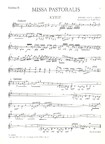 Missa pastoralis D-Dur für Soli, gem Chor und Orchester