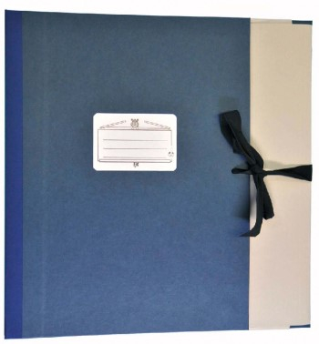 Notenmappe mit Bänderverschluß blau 5cm Rücken, Seitenklappen