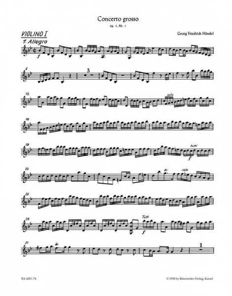 Concerto grosso B-Dur op.3,1 für Orchester