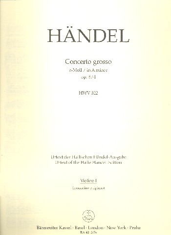 Concerto grosso a-Moll op.6,4 HWV322 für Orchester
