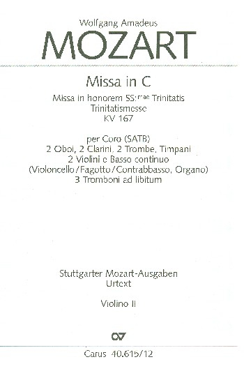 Missa c-Moll KV139 für Soli (SATB), Chor und Orchester