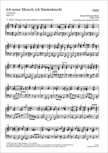 Ich armer Mensch, ich Sündenknecht Kantate Nr.55 BWV55