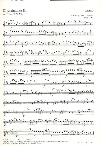 Divertimento Nr.3 KV Anh.229 (439b) für 3 Flöten