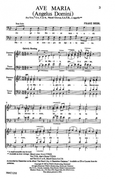 Ave Maria for mixed choir and piano
