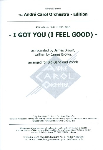I got You (I feel good) for voice and big band