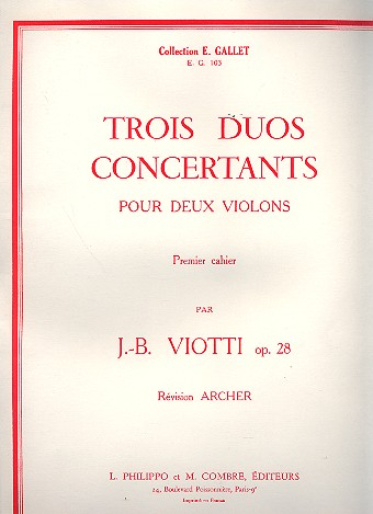 3 Duos concertants op.28 vol.1 pour 2 violons