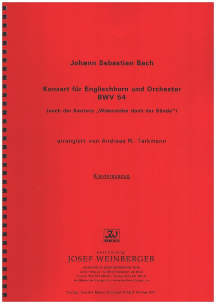 Konzert BWV54 für Englischhorn und Orchester für Englischhorn und Klavier
