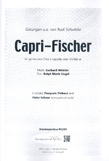 Capri-Fischer für gem Chor und Klavier