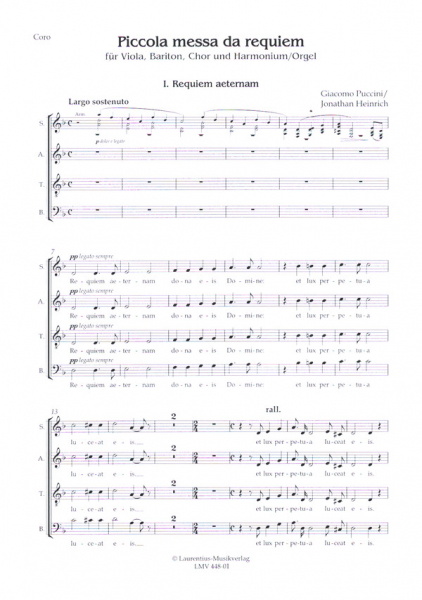 Piccola messa da requiem für Viola, Bariton, gem Chor und Harmonium/Orgel