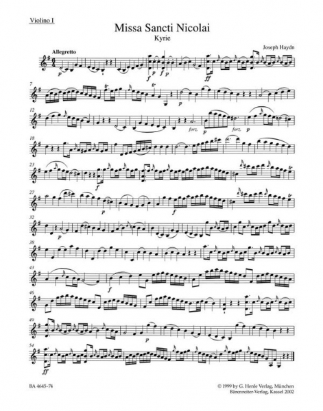 Missa Sancti Nicolai G-Dur Hob.XXII:6 für Soli, Chor und Orchester