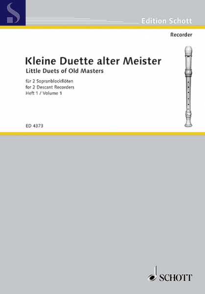 Kleine Duette alter Meister Band 1 für 2 Blockflöten SS/SA