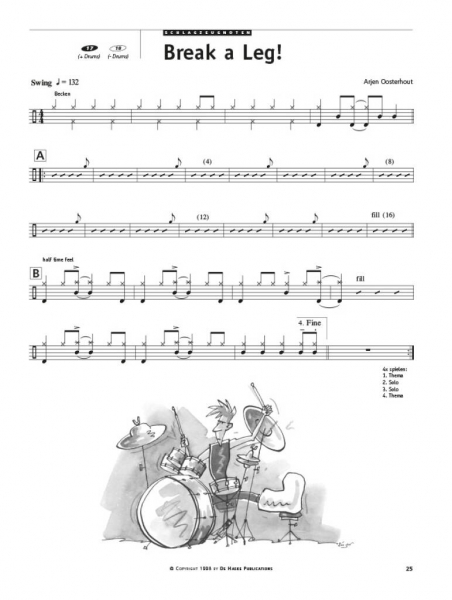 Spielbuch für Drumset Real Time Drums in Songs (+Online Audio)