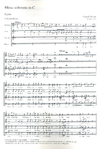 Missa solemnis C-Dur für Soli (SATB), Chor und Orchester
