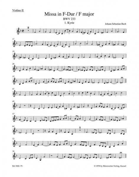 Missa F-Dur BWV233 für Soli, gem Chor und Orchester