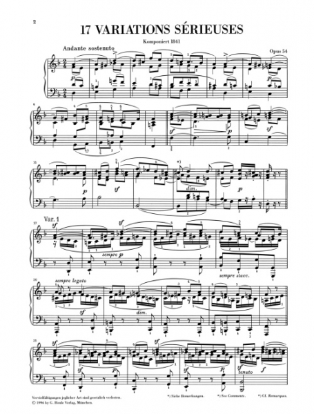 Spielstück für Klavier Variations serieuses op. 54