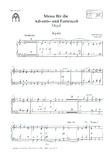 Messe für die Advents- und Fastenzeit für gem Chor und Orgel