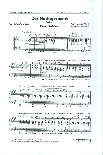 Das Nachtgespenst: für Salonorchester