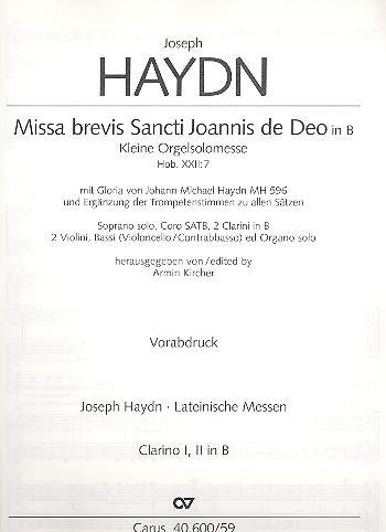 Kleine Orgelsolomesse in B Hob.XXII:7 für Soli, gem Chor und Orchester