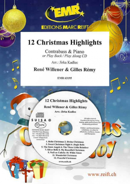 12 Christmas Highlights (+CD) für Kontrabass und Klavier