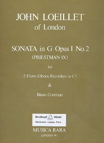 Sonate G-Dur op.1,2 für 2 Flöten (Oboen/Sopranblockflöten) und Bc
