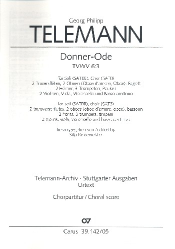 Donner-Ode TWV6:3 für Soli, gem Chor und Orchester