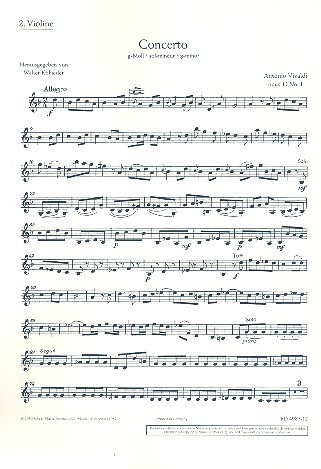 Concerto g-Moll op. 12/1 RV 317 / PV 343 für Violine, Streichorchester und Cembalo (Klavier)